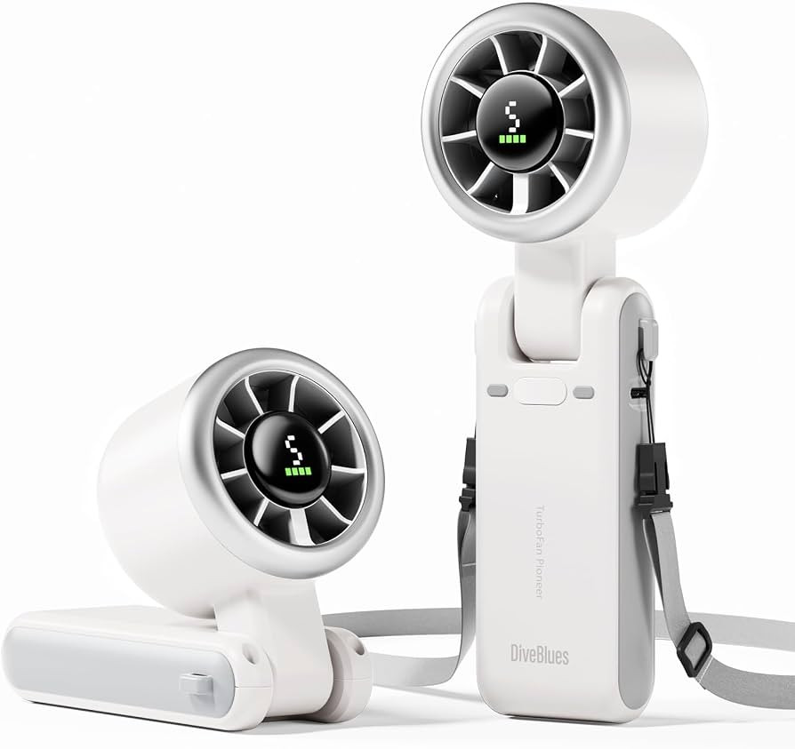 Diveblues Portable Handheld Turbo Fan, 5 Gear Wind, Battery Operated, Up to 12 Working Hours, 3 I... | Amazon (US)