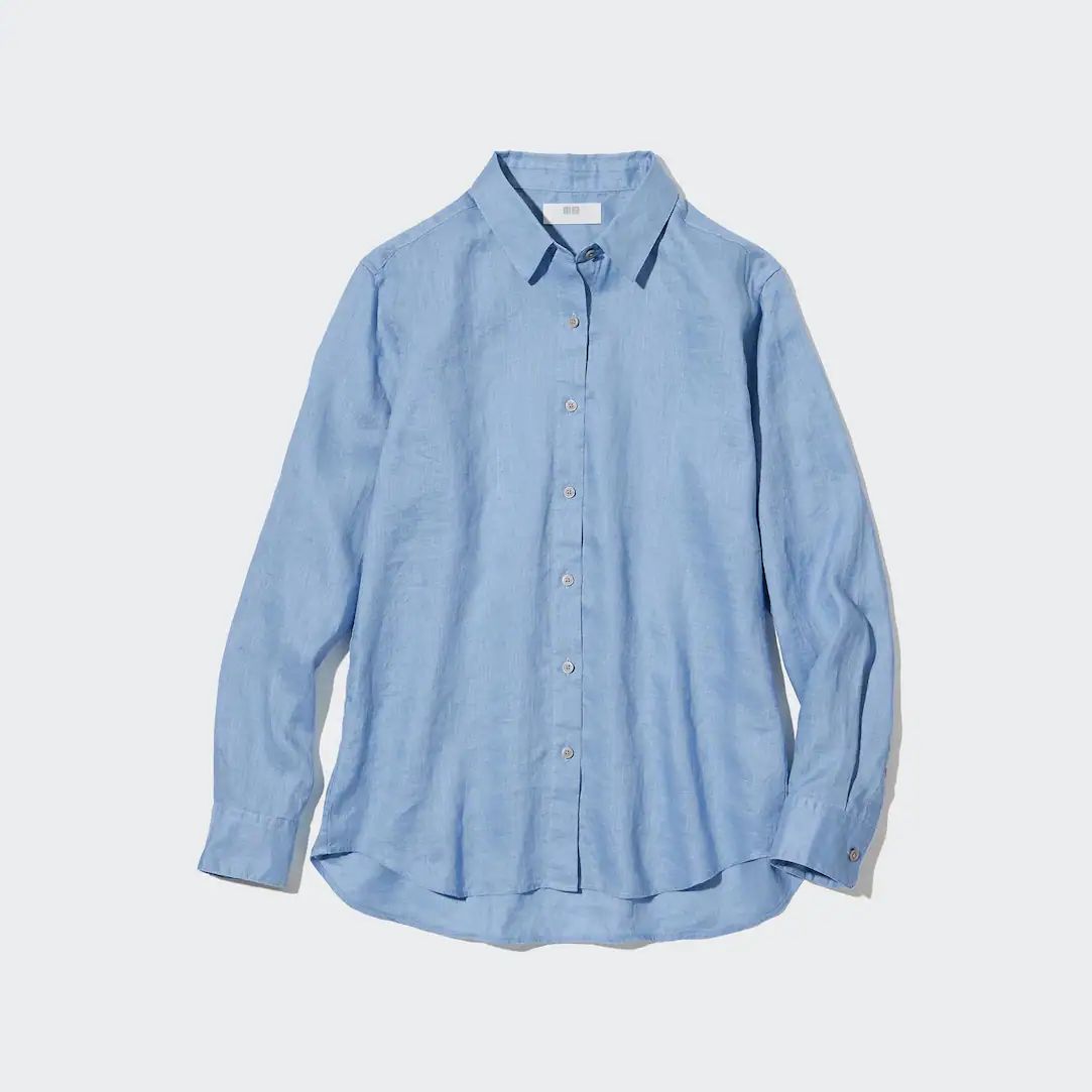 100 % Premium Leinen Langarm Bluse | UNIQLO (DE)