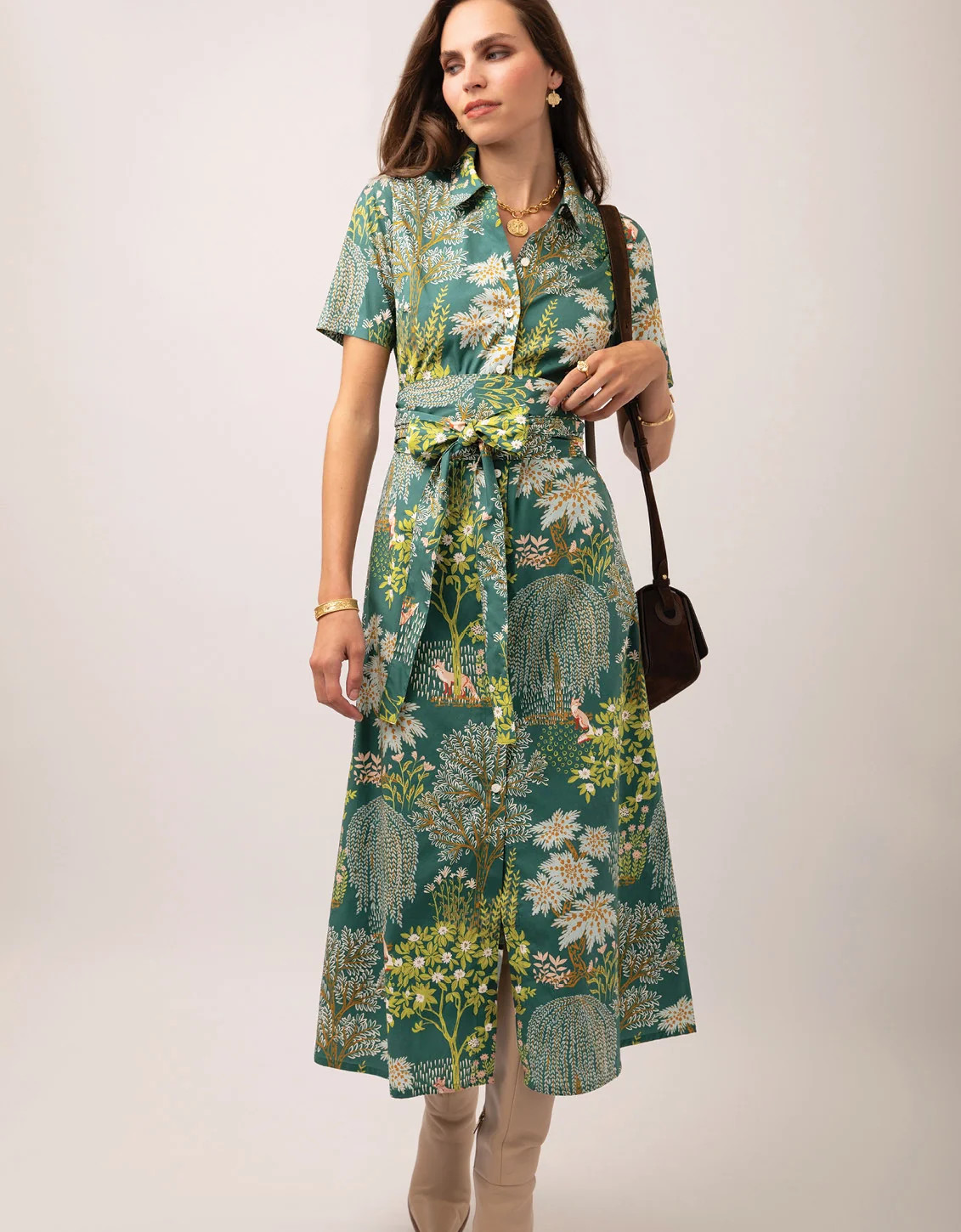 Kristen Midi Dress Heritage Landscape Evergreen | Spartina 449