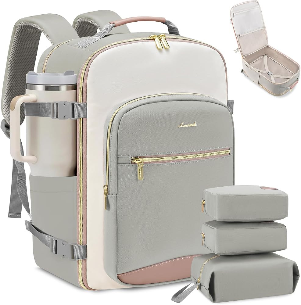 LOVEVOOK 40L Travel Backpack for Women & Men, Airline Approved Carry On Luggage with 3 Packing Cu... | Amazon (US)