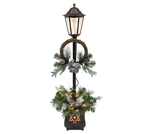 Puleo Pre Lit 4' Christmas Lamp Post w/35 Clearlights - QVC.com | QVC
