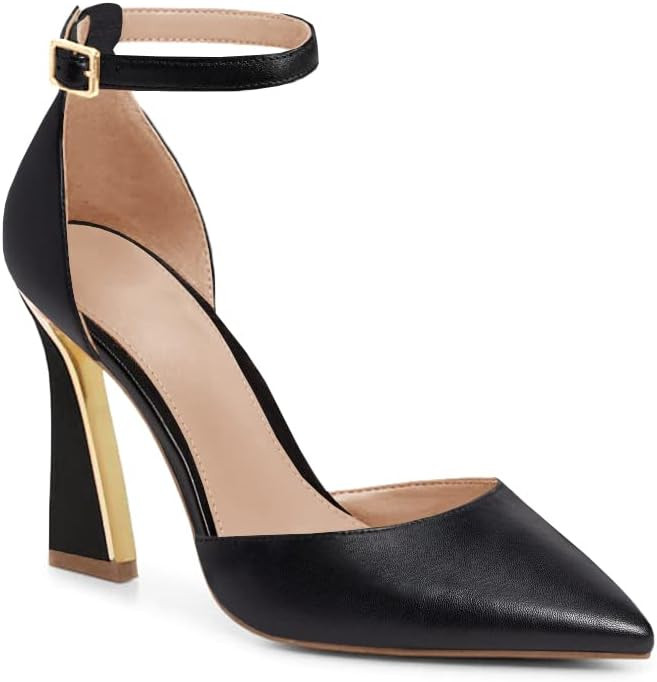 Womens Pumps Point Closed Toe High Heels Ankle Strap Heeled Sandals | Amazon (US)
