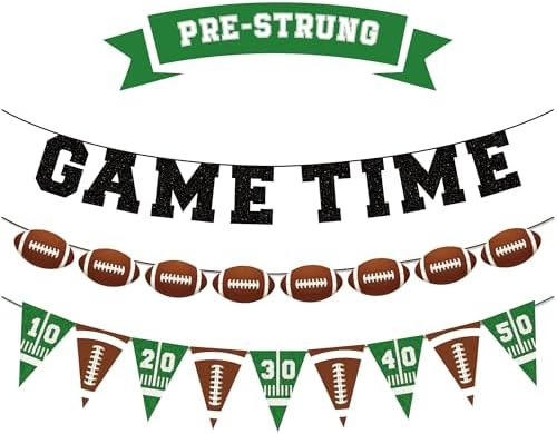 Pre-Strung Game Time Football Banner – Pre-Strung Garland, No DIY Football Party Decorations fo... | Amazon (US)