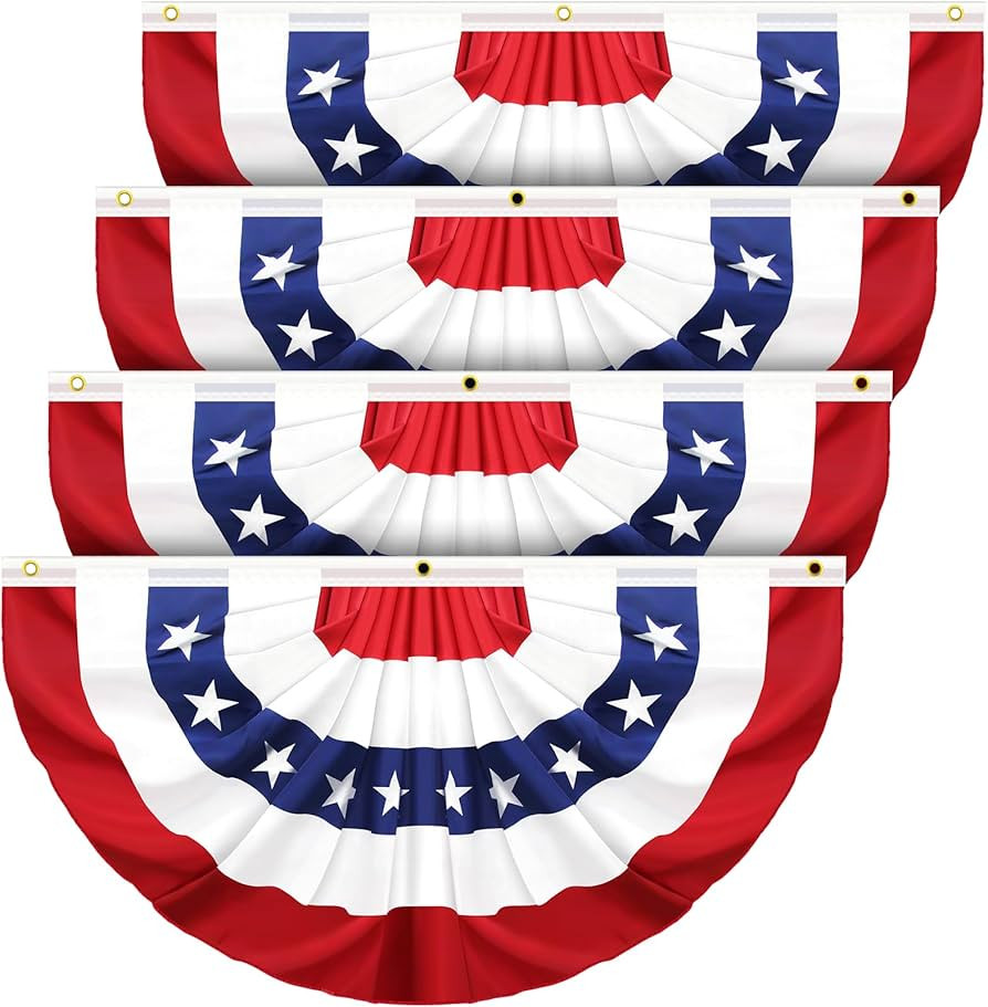 4 Pack USA Pleated Fan Flag, 3 X 6 Feet American US Bunting Flag Patriotic Half Fan Banner Flag D... | Amazon (US)