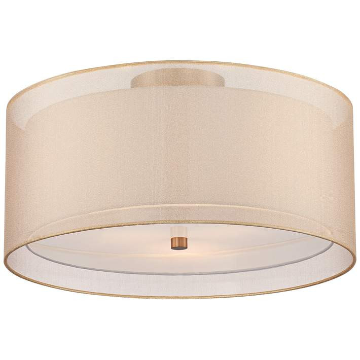 Possini Euro Double Drum 18" Wide Champagne Ceiling Light - #1F072 | Lamps Plus | Lamps Plus