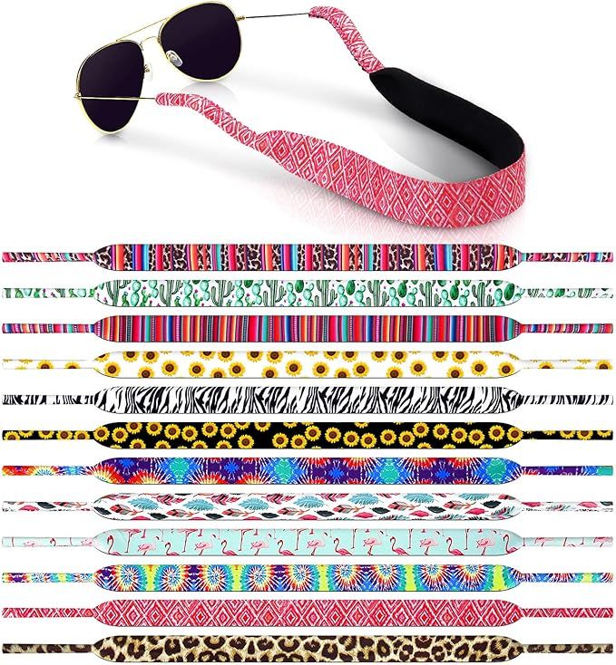 12 Pieces Floral Pattern Sunglass Straps Neoprene Hawaiian Eyewear Retainer Sunglasses Lanyard Ad... | Amazon (US)