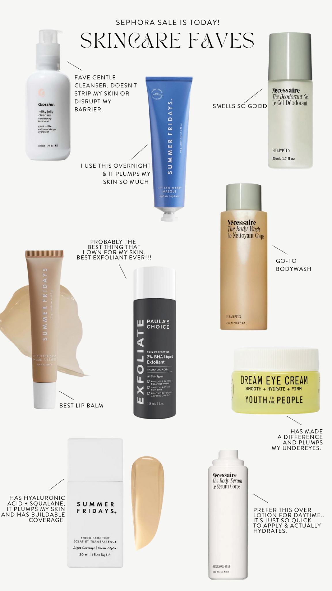 Current skincare faves! #sephora.com #sephorasale #skincare