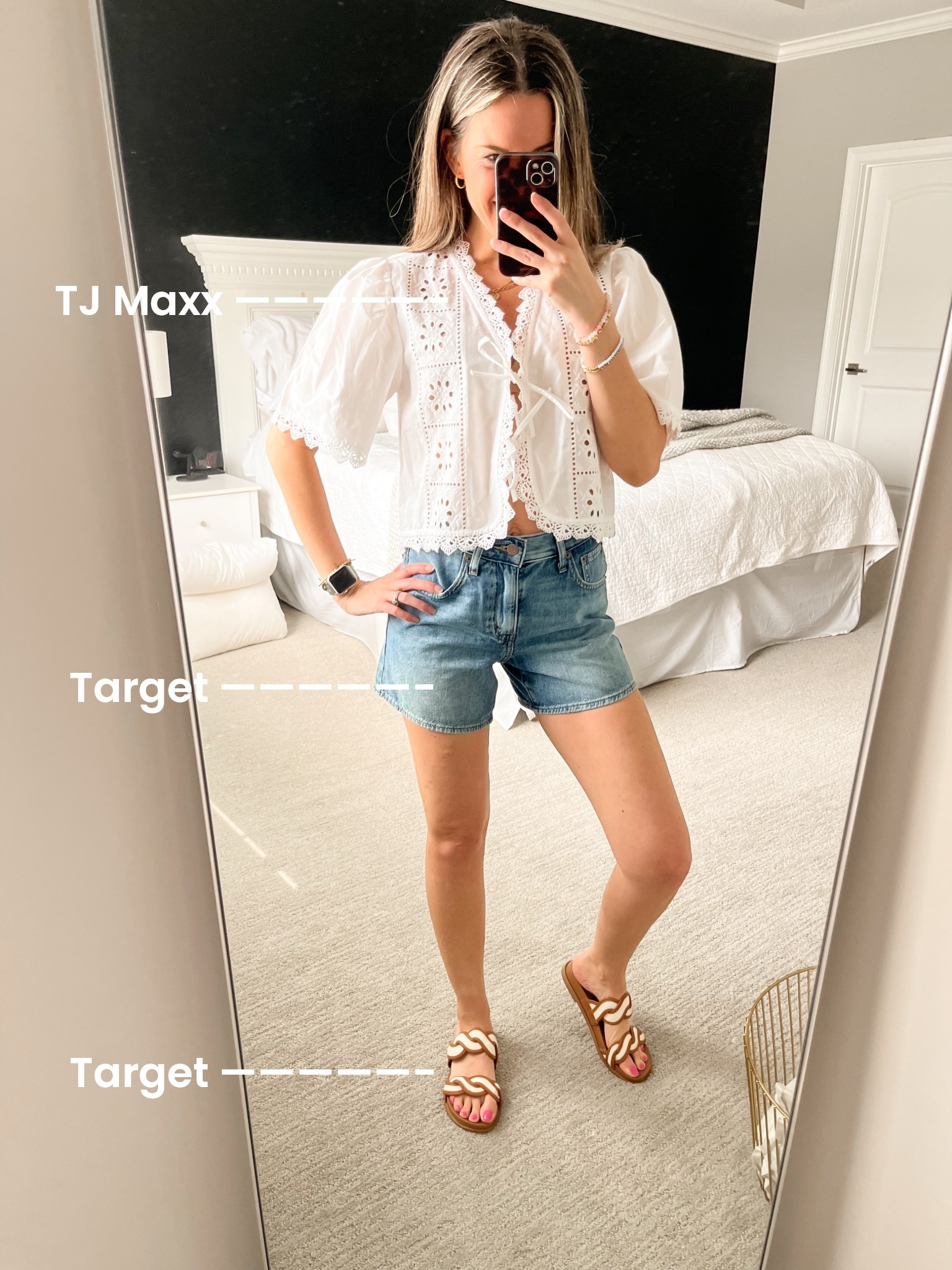 New favorite mom shorts! High rise and hit mid thigh! Cinch waist really helps with the perfect fit. This is my go to mom look this spring and summer.

Wearing size 24

#springstyle #Levis #Target

Target style, target finds, Levi’s shorts, mom style, casual outfit, spring break, eyelet top, neutral outfit, modest shorts, sandals, vacation look, vacation outfits beach



#LTKmomlife