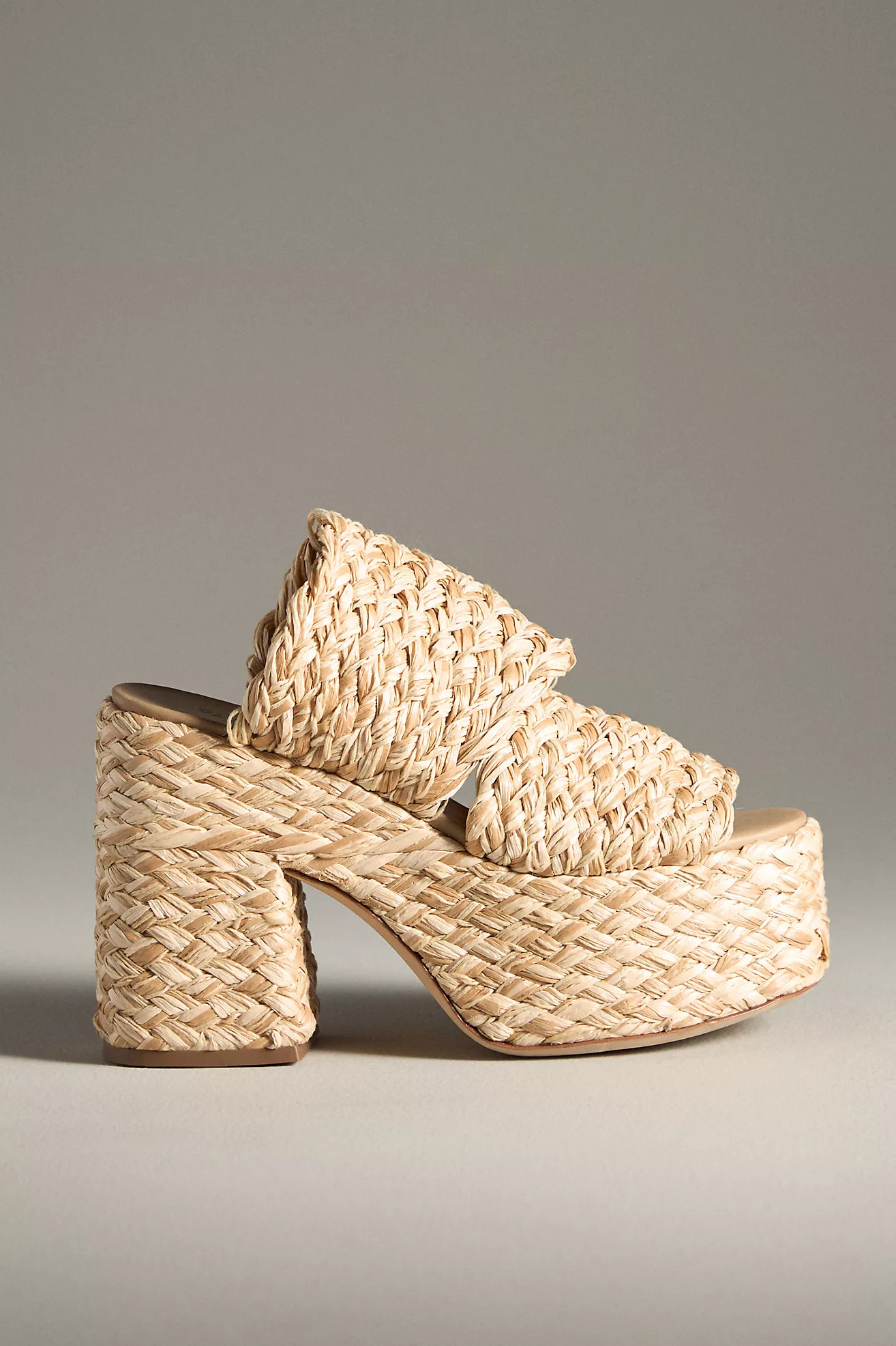 Farm Rio Braided Raffia Platform Slide Sandals | Anthropologie (US)