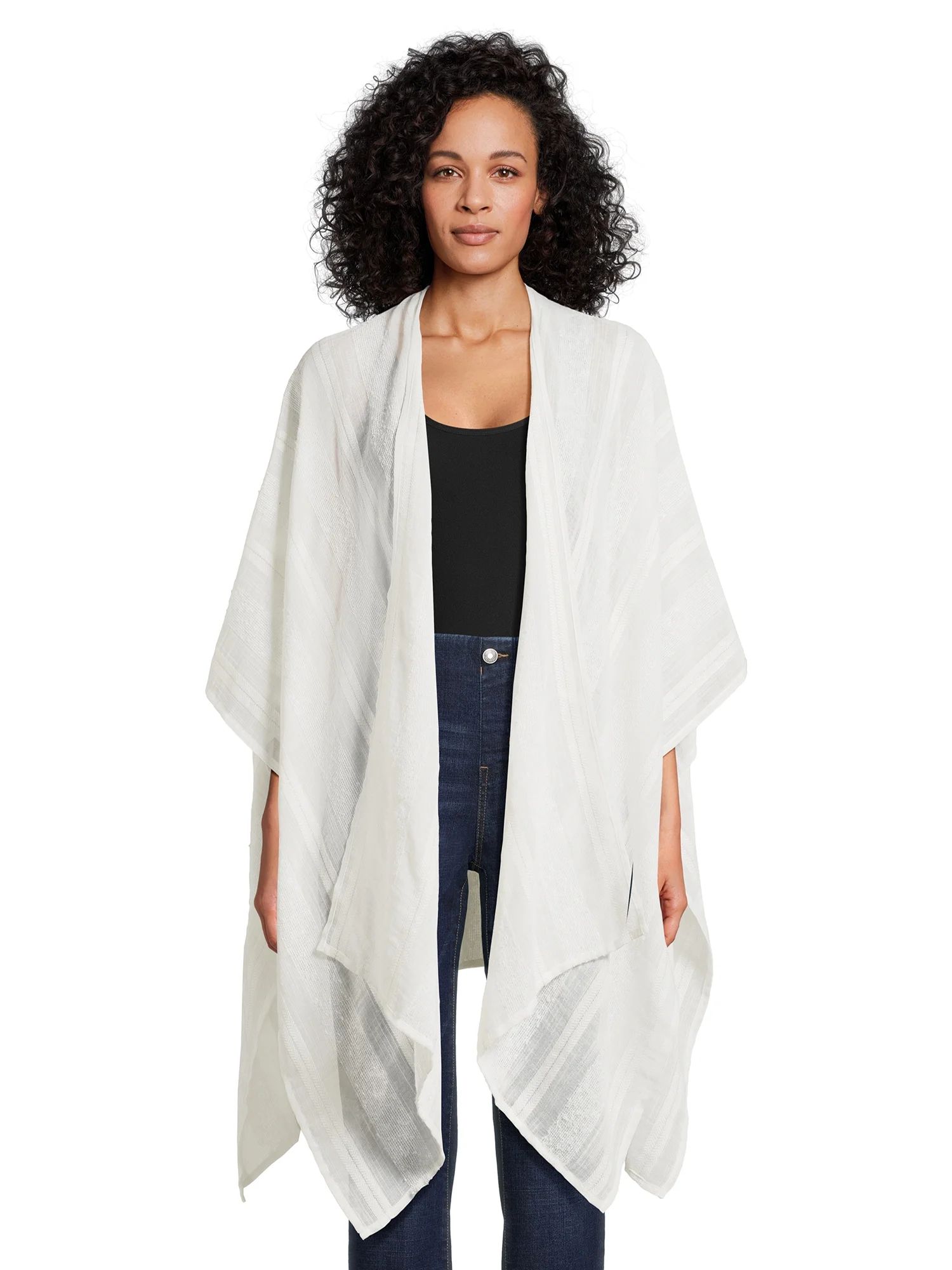 Time and Tru Women’s Yarn Dyed Layering Wrap, Mother Of Pearl | Walmart (US)