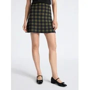 Free Assembly Women's Fit and Flare Plaid Mini Sweater Skirt, Sizes, XS-XXL - Walmart.com | Walmart (US)