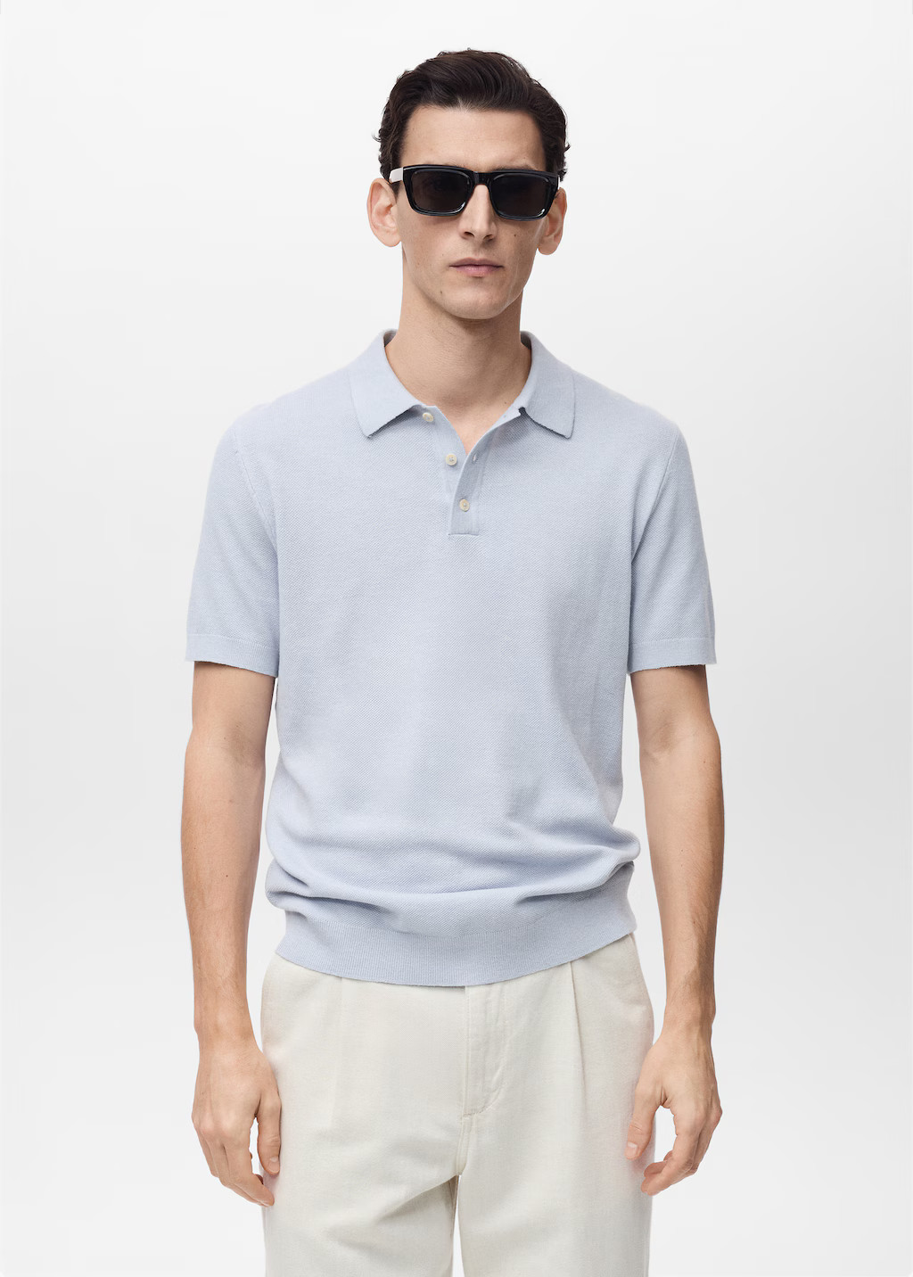 Structured knitted slim-fit polo shirt - Men | MANGO USA | Mango (US/MX/AU)