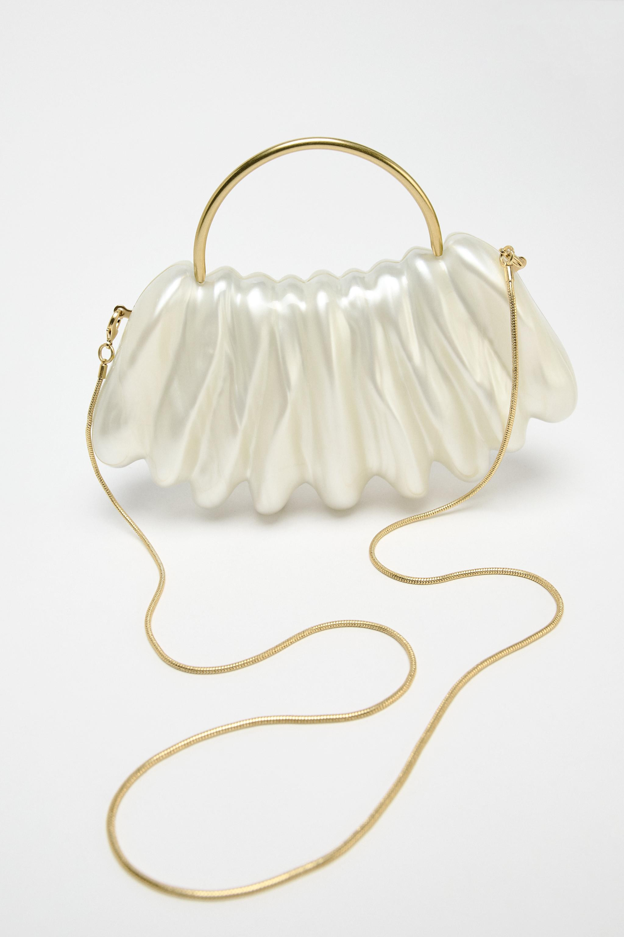 ASYMMETRIC PEARL EFFECT CLUTCH BAG | Zara US
