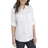 Dickies Women's Long Sleeve Lyocell Button Up Shirt, Rinsed White, 2PS | Amazon (US)