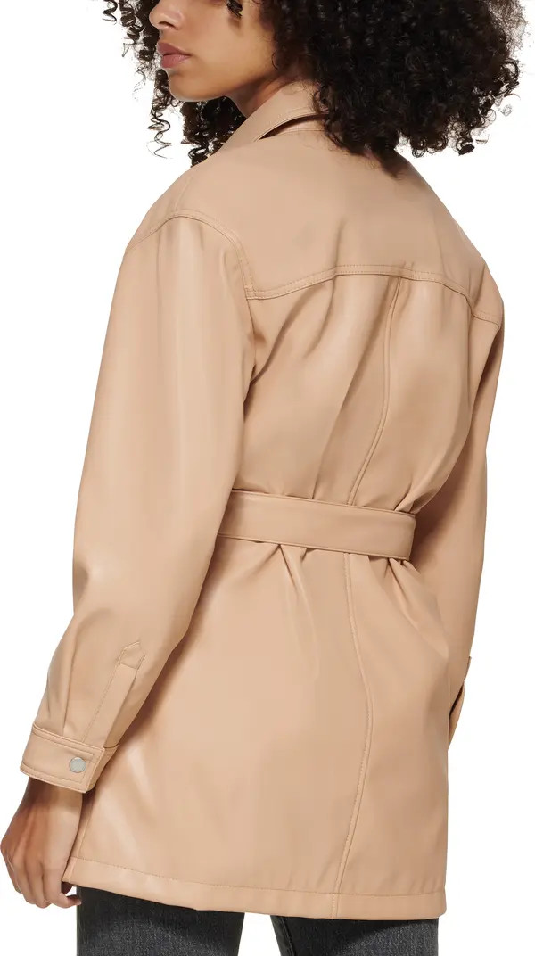 Faux Leather Belted Shirt Jacket | Nordstrom