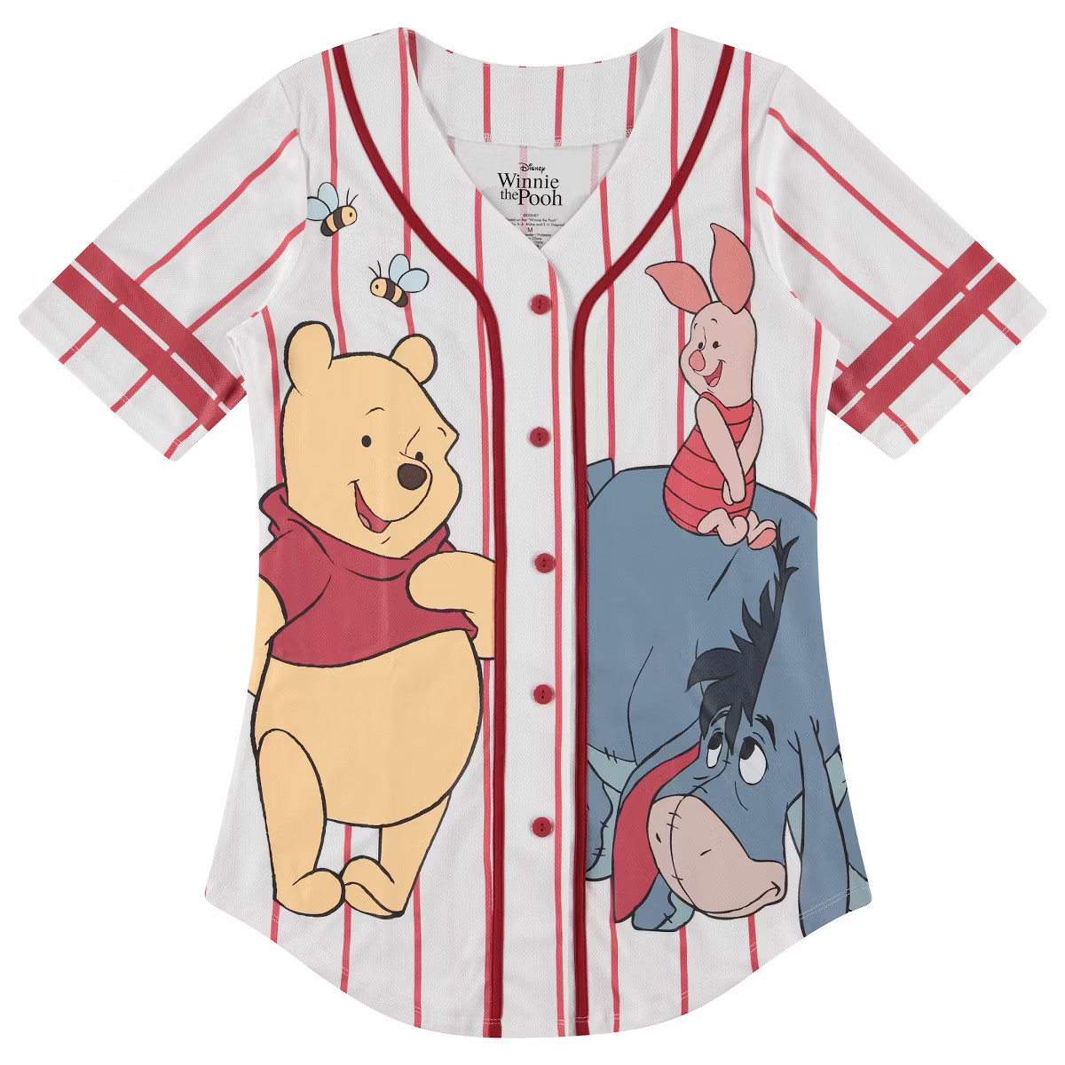 Ladies Disney Pooh Baseball Jersey - Vintage Winnie the Pooh Mesh Button Down Baseball Jersey - W... | Target