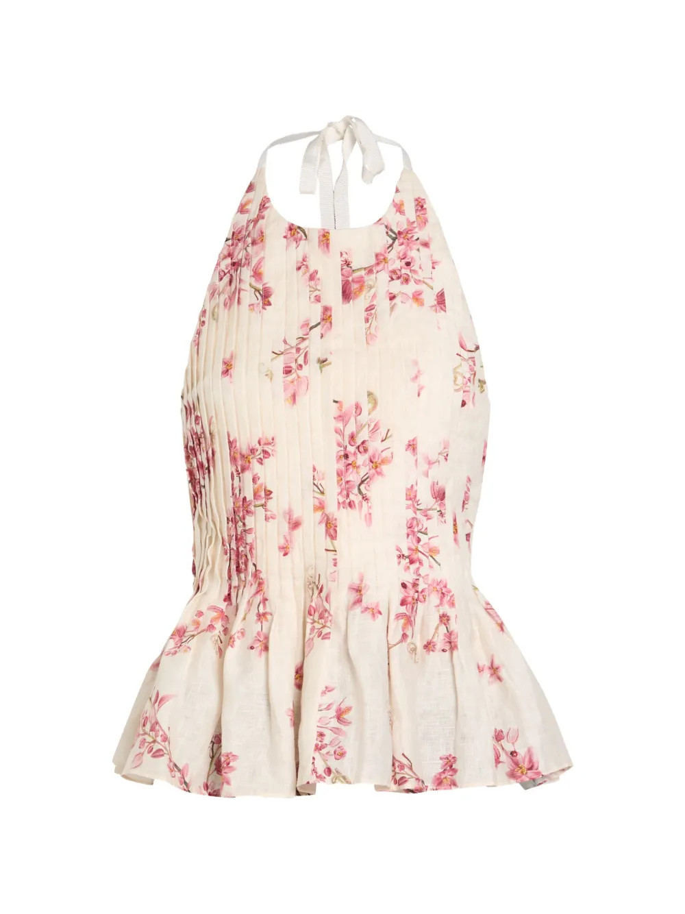 Agua By Agua Bendita Caña Cauca floral-print Pleated Top | Neutrals | FARFETCH | Farfetch Global
