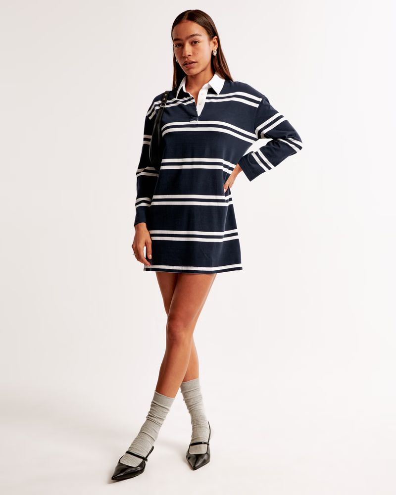 Essential Long-Sleeve Rugby Mini Dress | Abercrombie & Fitch (US)