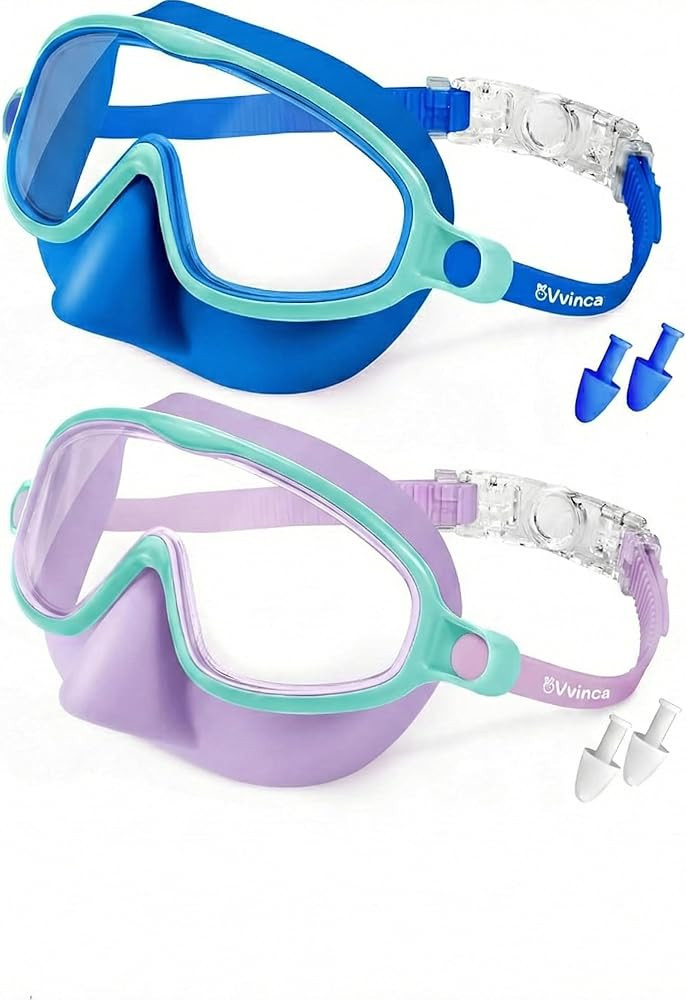 Vvinca Swim Goggles with Nose Cover, 2 Pack Wide View Diving Mask Anti-Fog UV No Leak Toddlers Sw... | Amazon (US)