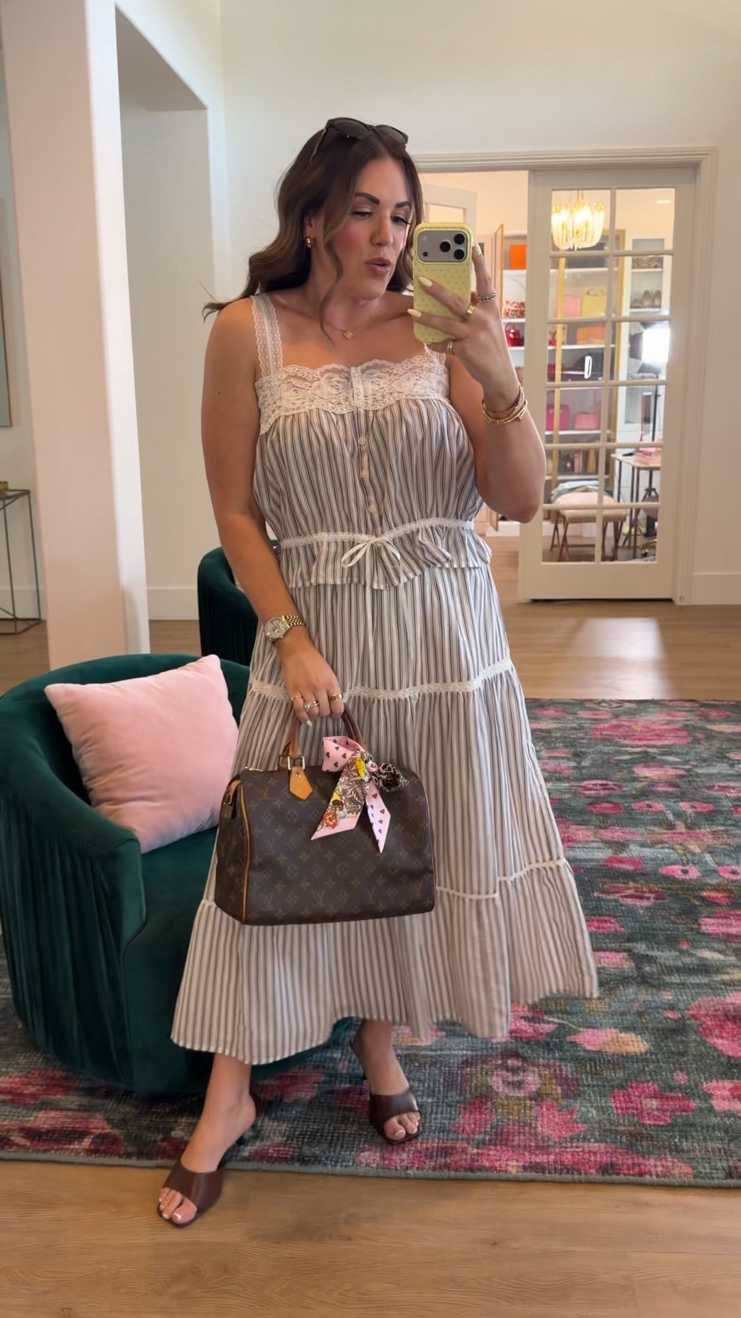 curvy midsize casual spring outfit 🤎 wearing size large in top (could have sized down, generous sizing!) and size medium in maxi skirt  

#LTKMidsize #LTKSeasonal