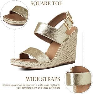 mikarka Women's Platform Wedges Espadrilles Heels Sandals w/Ankle Strap Open Toe | Amazon (US)