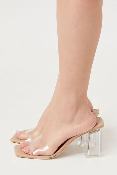Vinyl Square-Toe Block Heels | Forever 21