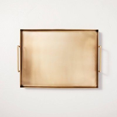 Beveled 12&#34; x 16&#34; Metal Decor Tray Brass Finish - Hearth &#38; Hand&#8482; with Magnolia | Target