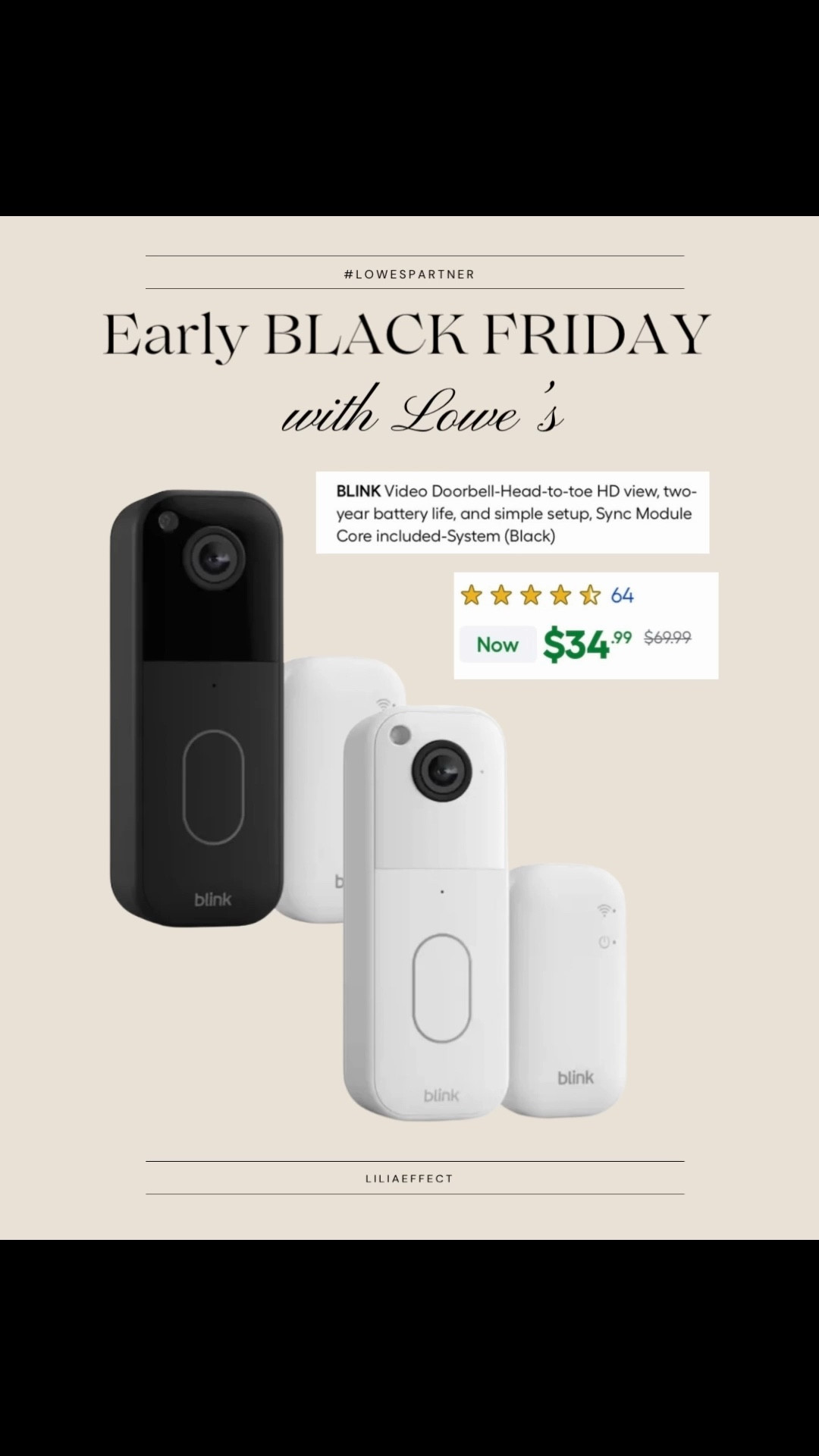#ad The Blink Video Doorbell System is 50% off right now — was $69.99, now $34.99 at @loweshomeimprovement #lowespartner . Such a good early Black Friday deal for anyone trying to step up their home security without spending a fortune.
Holiday home prep • gift idea • gift guide • porch essentials


#LTKCyberWeek #LTKSaleAlert #LTKHome
