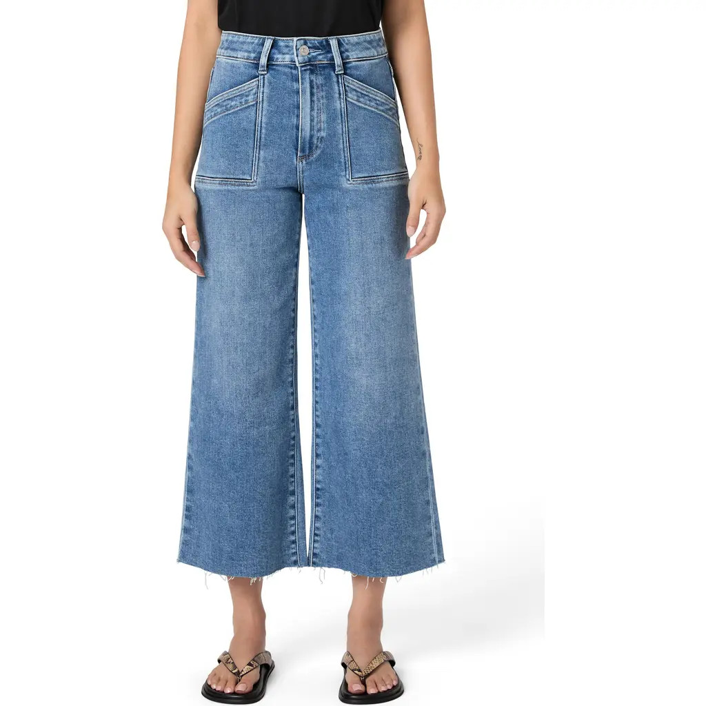 PAIGE Anessa Crop Wide Leg Jeans in Veritas at Nordstrom, Size 29 | Nordstrom
