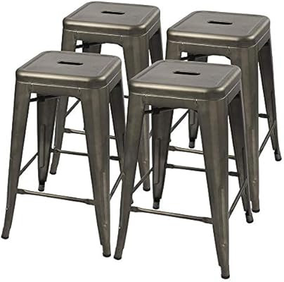 Furmax 24 Inches Metal Bar Stools High Backless Indoor-Outdoor Counter Height Stackable Stools Se... | Amazon (US)