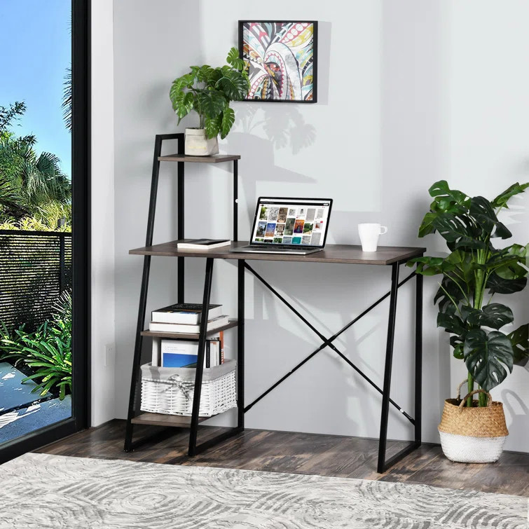 Harshbarger 39.4" Wide Writing Desk with Shelves | Wayfair North America