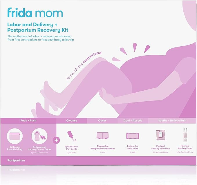 Frida Mom Hospital Packing Kit for Labor, Delivery, & Postpartum | Nursing Gown, Socks, Peri Bott... | Amazon (US)