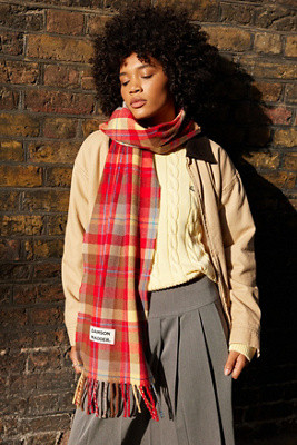 Damson Madder Yellow Wool Check Scarf - Yellow at Urban Outfitters | Urban Outfitters UK