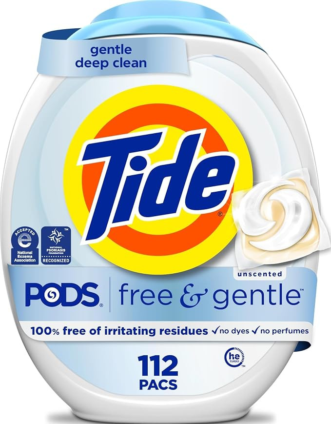 Tide PODS Free & Gentle Laundry Detergent Soap Pacs, 112 Count, Tide PODS Laundry Detergent, Laun... | Amazon (US)