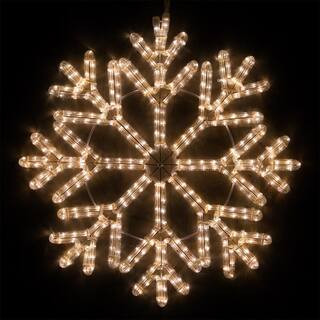 24 in. 380-Light LED Warm White 40 Point Hanging Snowflake Decor | The Home Depot
