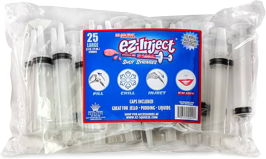 Amazon.com: EZ-Inject Plastic Syringes for Jello Shots 2.5oz - 100% Safe and Reusable Jello Shot ... | Amazon (US)