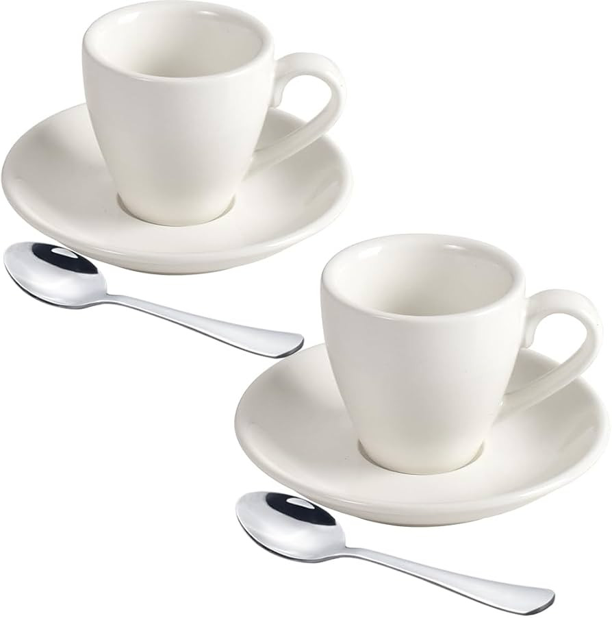 ionEgg Porcelain Espresso Cup with Saucer And Stainless Steel mini Spoons, Espresso shot Cup, 80m... | Amazon (US)