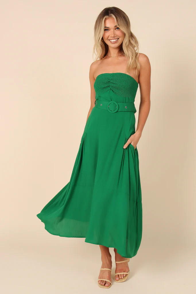 Kate Belted Dress - Green | Petal & Pup (US)