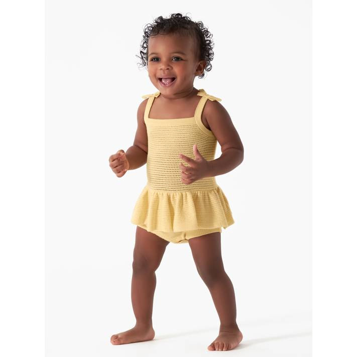Modern Moments by Gerber Baby Girl Embroidered Pointelle Romper, Sizes 0/3M-24M | Walmart (US)