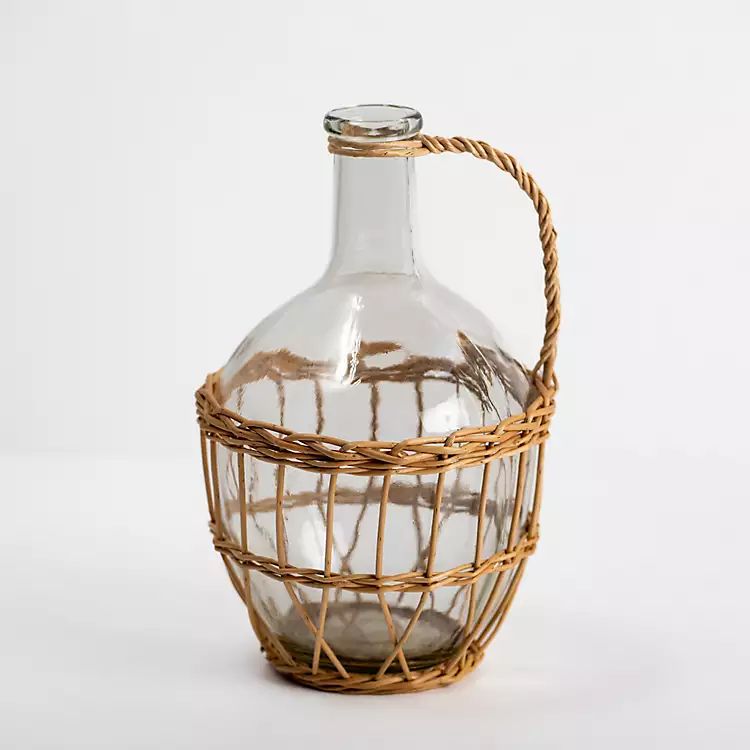 New! Glass Jug Vase with Woven Willow | Kirkland's Home