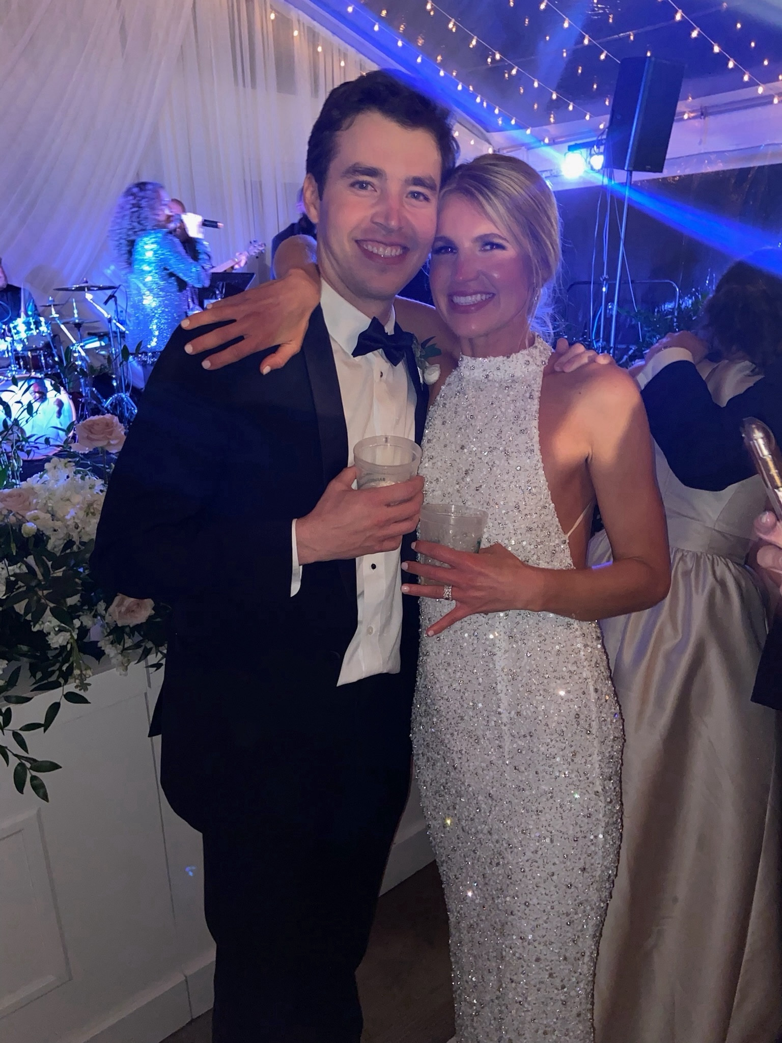 Wedding reception dress, white sequin dress, backless sequin gown for bride , bridal style 