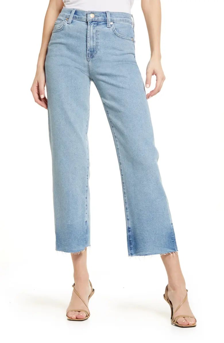 7 For All Mankind Alexa High Waist Raw Hem Crop Wide Leg Jeans | Nordstrom | Nordstrom