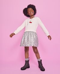 Girls Hello Kitty® Rhinestone Sweatshirt Dress - white | The Children's Place