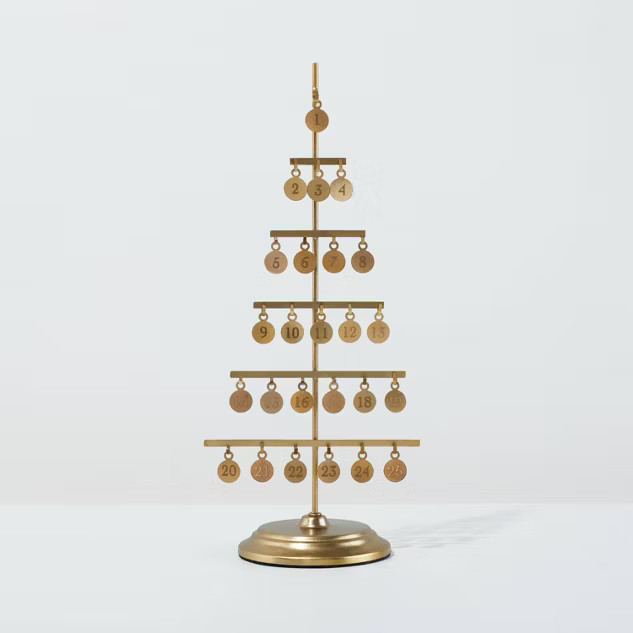 15.5" Metal Christmas Advent Calendar Tree with Charms Brass Finish - Hearth & Hand™ with Magno... | Target