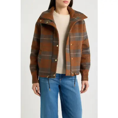 Bernardo Plaid Bomber Jacket in Orange Plaid at Nordstrom, Size Xx-Large | Nordstrom