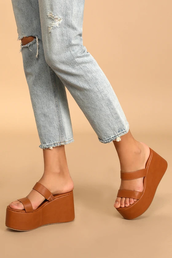 Reeyy Mocha Platform Wedge Sandals | Lulus (US)