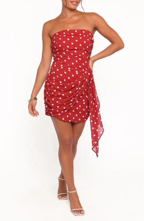 Petal & Pup Kristen Polka Dot Strapless Minidress in Red Polka Dot at Nordstrom, Size Small | Nordstrom