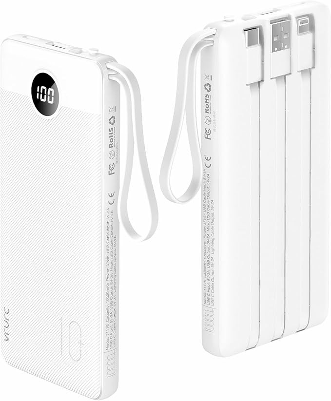 VRURC Portable Charger Power Bank, 10000mAh Travel Essentials Battery Pack, 5 Outputs 2 Inputs Sl... | Amazon (US)