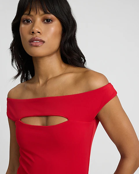 Body Contour High Compression Off The Shoulder Cutout Bodysuit | Express