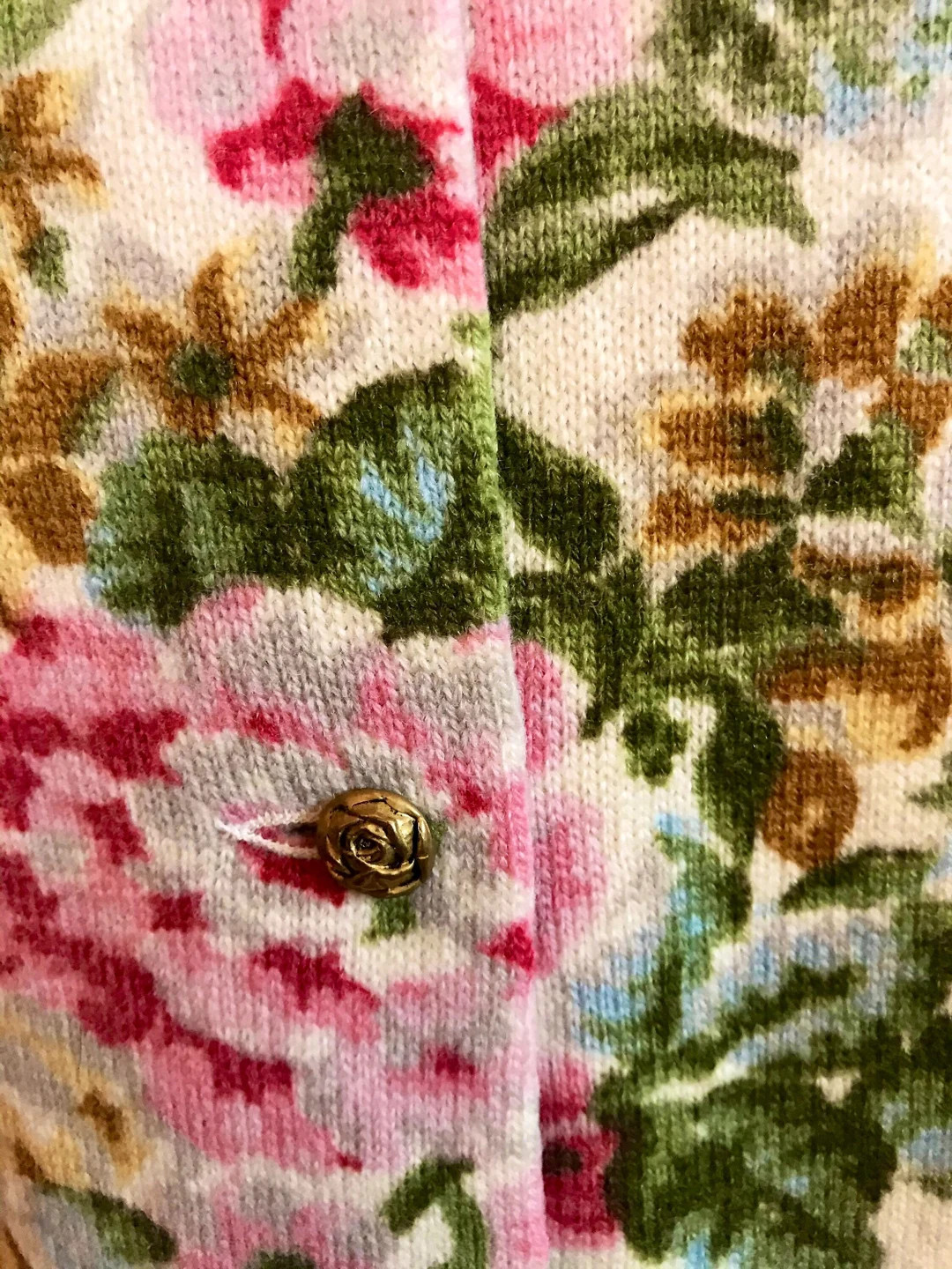 Woman’s vintage wool sweater imported cardigan flowered sweater with gold roses made in Germany... | Etsy (US)